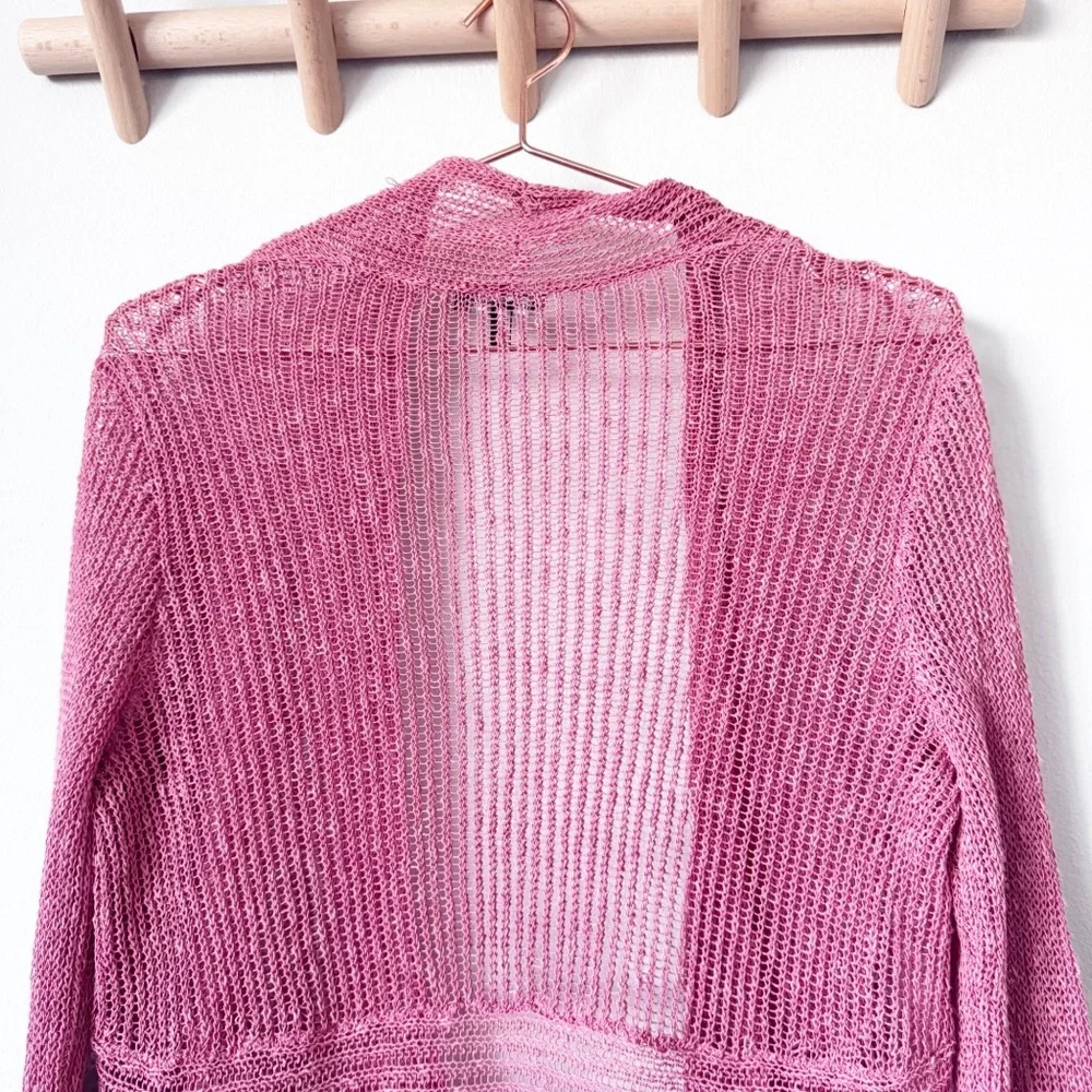 Eileen Fisher Airy Linen Grain Rib Cardigan - Picture 7 of 8